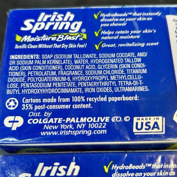 6 Bars IRISH SPRING Moisture Blast Hydro Bead Soap No Flaxseed 4 oz Each - Picture 4 of 5